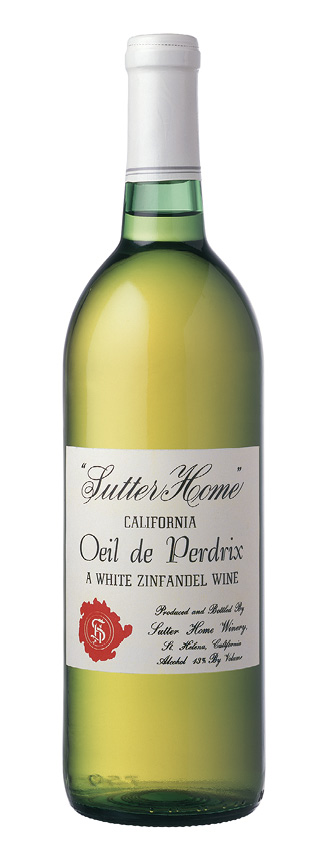Bottle of Sutter Home White Zinfandel wine